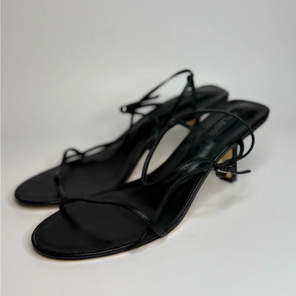 Tony Bianco Black Strappy Kitten Heel Sandals